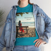Have You Forgiven Your Ex?  Woman on Bench Looking at Waves, Forgiving T-Shirt, Forgiveness, Relationship Healing Top #5002STS