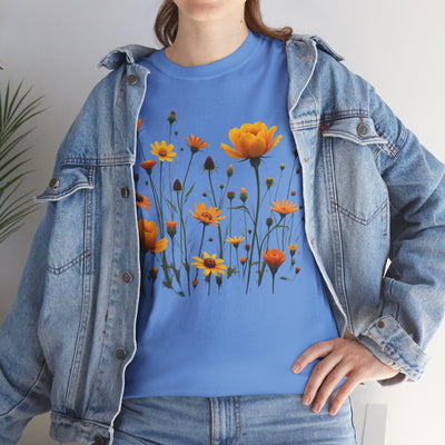Wildflowers and Yellow Roses, Graphic T-Shirts for Women, Floral Shirt, Womens Short Sleeve, Ladies Graphic Tees #5011TTS