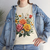 Wildflowers and Pink & Yellow Roses, Graphic T-Shirts for Women, Floral Shirt, Womens Short Sleeve, Ladies Graphic Tees #5144TTS