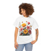 Wildflowers and Pink & Yellow Roses, Graphic T-Shirts for Women, Floral Shirt, Womens Short Sleeve, Ladies Graphic Tees #5147TTS