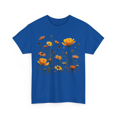 Wildflowers and Yellow Roses, Graphic T-Shirts for Women, Floral Shirt, Womens Short Sleeve, Ladies Graphic Tees #5011TTS