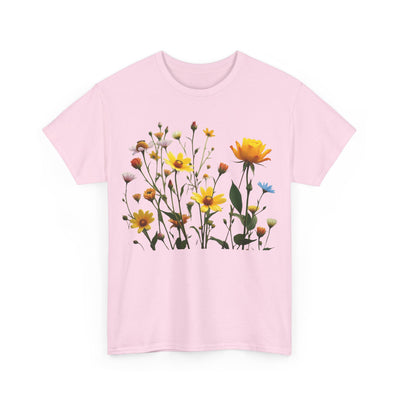 Wildflowers and a Yellow Rose, Graphic T-Shirts for Women, Floral Shirt, Womens Short Sleeve, Ladies Graphic Tees #5009TTS