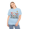 Wildflowers and Pink Roses, Graphic T-Shirts for Women, Floral Shirt, Womens Short Sleeve, Ladies Graphic Tees #5023TTS
