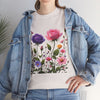 Wildflowers and Pink/Violet Roses, Graphic T-Shirts for Women, Floral Shirt, Womens Short Sleeve, Ladies Graphic Tees #5101TTS