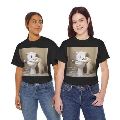 Please Put the Seat Down, Seriously, It's Not that Complicated, Polar Bear Toilet Seat Down, Seat Down Reminder Shirt #5004STS