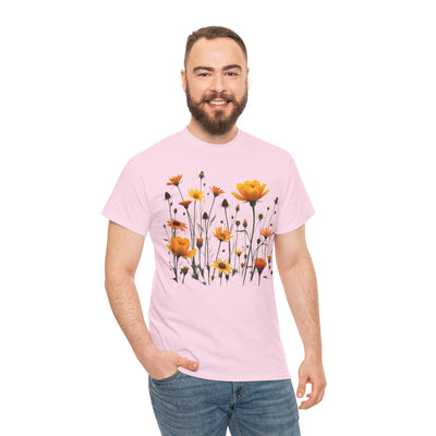 Wildflowers and Yellow Roses, Graphic T-Shirts for Women, Floral Shirt, Womens Short Sleeve, Ladies Graphic Tees #5011TTS