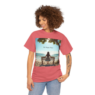 My Happy Place, Woman on Bench, Looking at Waves,Safe Place T-Shirt, Finding My Happy Place Top, Ocean Waves,#5003STS