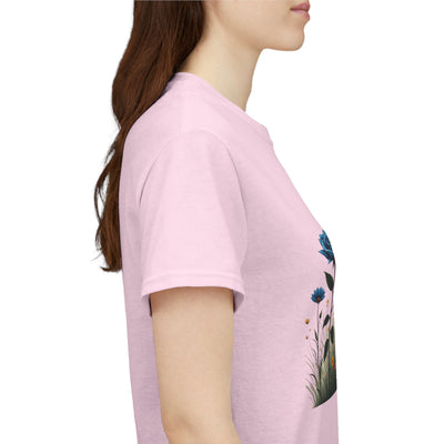 Wildflowers and Blue Roses, Graphic T-Shirts for Women, Floral Shirt, Womens Short Sleeve, Ladies Graphic Tees #5050TTS