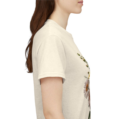 Wildflowers and Pink & Yellow Roses, Graphic T-Shirts for Women, Floral Shirt, Womens Short Sleeve, Ladies Graphic Tees #5136TTS