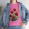 Wildflowers and Red Roses, Graphic T-Shirts for Women, Floral Shirt, Womens Short Sleeve, Ladies Graphic Tees #5129TTS