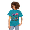 Wildflowers and Pink/Violet Roses, Graphic T-Shirts for Women, Floral Shirt, Womens Short Sleeve, Ladies Graphic Tees #5101TTS