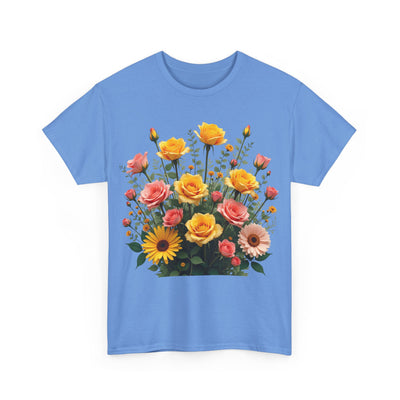 Wildflowers and Pink & Yellow Roses, Graphic T-Shirts for Women, Floral Shirt, Womens Short Sleeve, Ladies Graphic Tees #5141TTS