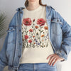 Wildflowers and Pink Roses, Graphic T-Shirts for Women, Floral Shirt, Womens Short Sleeve, Ladies Graphic Tees #5015TTS