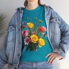 Wildflowers and Pink & Yellow Roses, Graphic T-Shirts for Women, Floral Shirt, Womens Short Sleeve, Ladies Graphic Tees #5138TTS