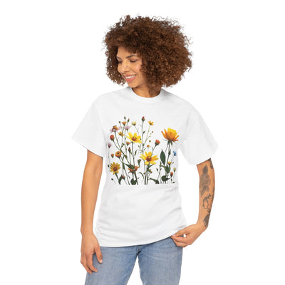Wildflowers and a Yellow Rose, Graphic T-Shirts for Women, Floral Shirt, Womens Short Sleeve, Ladies Graphic Tees #5009TTS