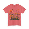 Wildflowers and Orange Roses, Graphic T-Shirts for Women, Floral Shirt, Womens Short Sleeve, Ladies Graphic Tees #5046TTS