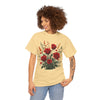 Wildflowers and Red Roses, Graphic T-Shirts for Women, Floral Shirt, Womens Short Sleeve, Ladies Graphic Tees #5129TTS