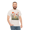 Wildflowers and Orange Roses, Graphic T-Shirts for Women, Floral Shirt, Womens Short Sleeve, Ladies Graphic Tees #5045TTS