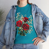 Wildflowers and Red Roses, Graphic T-Shirts for Women, Floral Shirt, Womens Short Sleeve, Ladies Graphic Tees #5127TTS