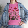 Wildflowers and Red Roses, Graphic T-Shirts for Women, Floral Shirt, Womens Short Sleeve, Ladies Graphic Tees #5035TTS