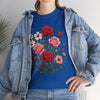 Wildflowers and Pink & Red Roses, Graphic T-Shirts for Women, Floral Shirt, Womens Short Sleeve, Ladies Graphic Tees #5134TTS