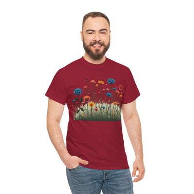 Wildflowers and Blue Roses, Graphic T-Shirts for Women, Floral Shirt, Womens Short Sleeve, Ladies Graphic Tees #5050TTS
