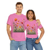 Wildflowers and Orange Roses, Graphic T-Shirts for Women, Floral Shirt, Womens Short Sleeve, Ladies Graphic Tees #5045TTS