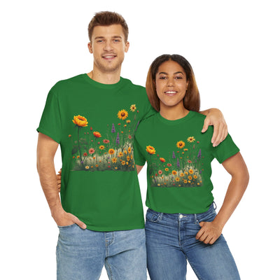 Wildflowers and Yellow Roses, Graphic T-Shirts for Women, Floral Shirt, Womens Short Sleeve, Ladies Graphic Tees #5028TTS