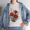 Wildflowers and Red Roses, Graphic T-Shirts for Women, Floral Shirt, Womens Short Sleeve, Ladies Graphic Tees #5127TTS
