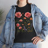 Wildflowers and Pink Roses, Graphic T-Shirts for Women, Floral Shirt, Womens Short Sleeve, Ladies Graphic Tees #5015TTS
