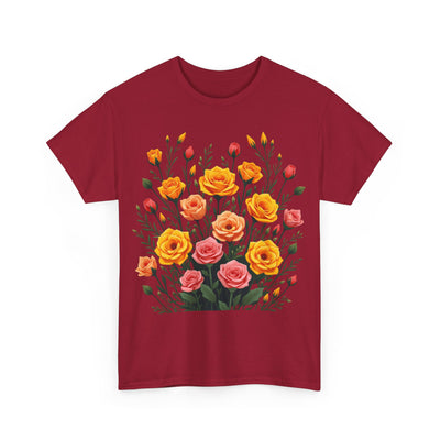 Wildflowers and Pink & Yellow Roses, Graphic T-Shirts for Women, Floral Shirt, Womens Short Sleeve, Ladies Graphic Tees #5140TTS
