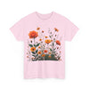 Wildflowers and Orange Roses, Graphic T-Shirts for Women, Floral Shirt, Womens Short Sleeve, Ladies Graphic Tees #5046TTS