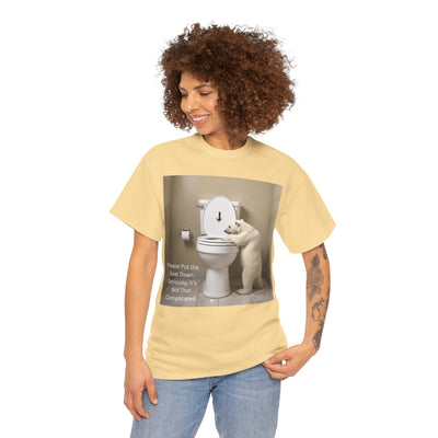 Please Put the Seat Down, Seriously, It's Not that Complicated, Polar Bear Toilet Seat Down, Seat Down Reminder Shirt #5004STS