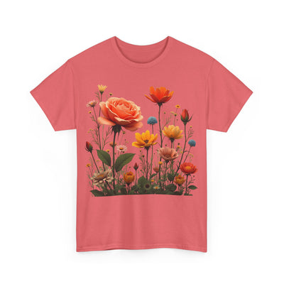 Wildflowers and Orange Roses, Graphic T-Shirts for Women, Floral Shirt, Womens Short Sleeve, Ladies Graphic Tees #5044TTS