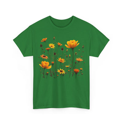 Wildflowers and Yellow Roses, Graphic T-Shirts for Women, Floral Shirt, Womens Short Sleeve, Ladies Graphic Tees #5011TTS