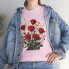 Wildflowers and Red Roses, Graphic T-Shirts for Women, Floral Shirt, Womens Short Sleeve, Ladies Graphic Tees #5128TTS
