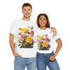 Wildflowers and Pink & Yellow Roses, Graphic T-Shirts for Women, Floral Shirt, Womens Short Sleeve, Ladies Graphic Tees #5148TTS
