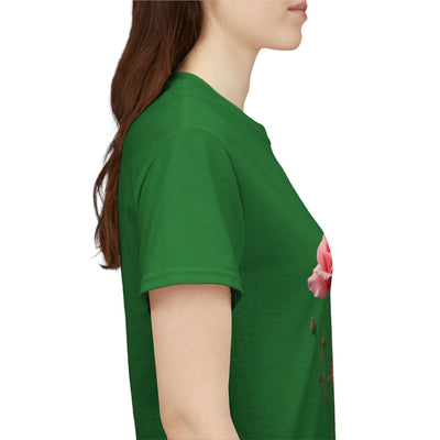 Wildflowers and Pink Roses, Graphic T-Shirts for Women, Floral Shirt, Womens Short Sleeve, Ladies Graphic Tees #5018TTS