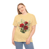 Wildflowers and Red Roses, Graphic T-Shirts for Women, Floral Shirt, Womens Short Sleeve, Ladies Graphic Tees #5127TTS