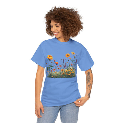 Wildflowers and Yellow Roses, Graphic T-Shirts for Women, Floral Shirt, Womens Short Sleeve, Ladies Graphic Tees #5028TTS