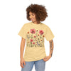 Wildflowers and Pink Roses, Graphic T-Shirts for Women, Floral Shirt, Womens Short Sleeve, Ladies Graphic Tees #5015TTS