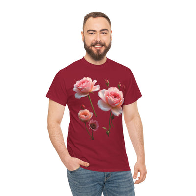 Wildflowers and Pink Roses, Graphic T-Shirts for Women, Floral Shirt, Womens Short Sleeve, Ladies Graphic Tees #5019TTS
