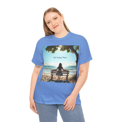 My Happy Place, Woman on Bench, Looking at Waves,Safe Place T-Shirt, Finding My Happy Place Top, Ocean Waves,#5003STS