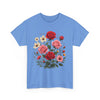 Wildflowers and Pink & Red Roses, Graphic T-Shirts for Women, Floral Shirt, Womens Short Sleeve, Ladies Graphic Tees #5134TTS