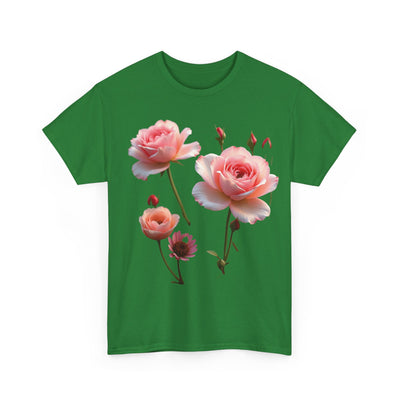 Wildflowers and Pink Roses, Graphic T-Shirts for Women, Floral Shirt, Womens Short Sleeve, Ladies Graphic Tees #5019TTS