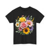Wildflowers and Pink & Yellow Roses, Graphic T-Shirts for Women, Floral Shirt, Womens Short Sleeve, Ladies Graphic Tees #5145TTS