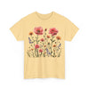 Wildflowers and Pink Roses, Graphic T-Shirts for Women, Floral Shirt, Womens Short Sleeve, Ladies Graphic Tees #5015TTS
