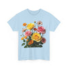 Wildflowers and Pink & Yellow Roses, Graphic T-Shirts for Women, Floral Shirt, Womens Short Sleeve, Ladies Graphic Tees #5148TTS