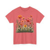 Wildflowers and Orange Roses, Graphic T-Shirts for Women, Floral Shirt, Womens Short Sleeve, Ladies Graphic Tees #5045TTS