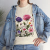 Wildflowers and Pink/Violet Roses, Graphic T-Shirts for Women, Floral Shirt, Womens Short Sleeve, Ladies Graphic Tees #5101TTS